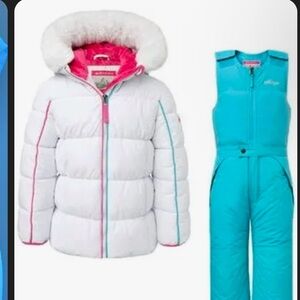Snozu jacket and ski bib snow set in white - size 6 girls